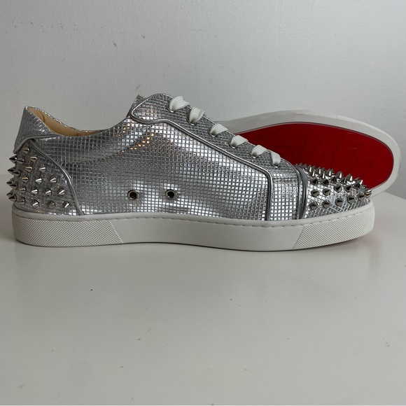 Christian Louboutin Other - Christian Louboutin Low Sneaker Vieira 2 Spike Men 45.5 Silver Glittered Leather